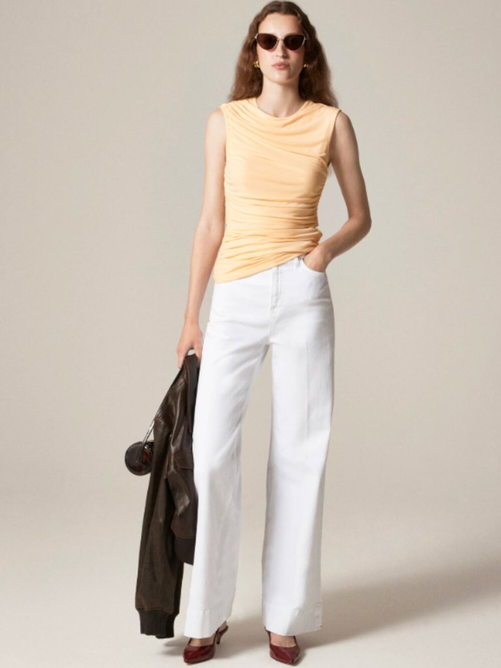 J. Crew Ruched Shell Top XS Yellow